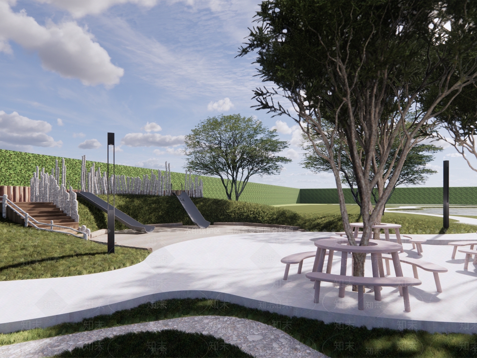 现代小型绿地公园景观SU模型下载【ID:1129390915】