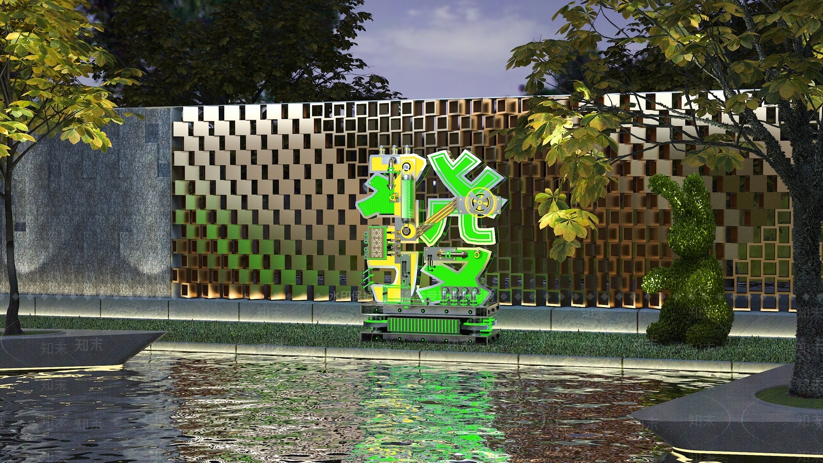 现代户外景观机械装置3D模型下载【ID:1129392352】