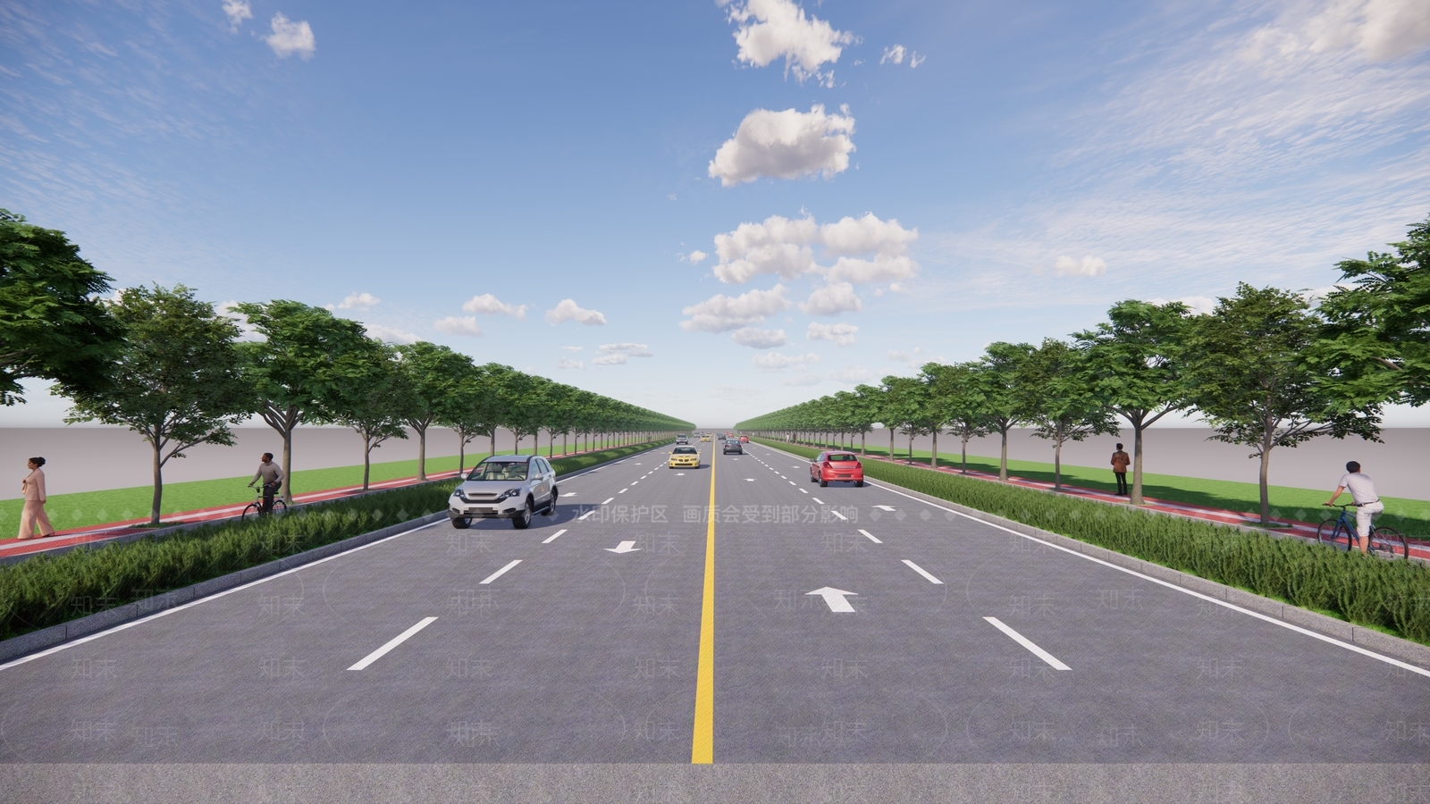 现代城市道路四车道SU模型下载【ID:1129393768】