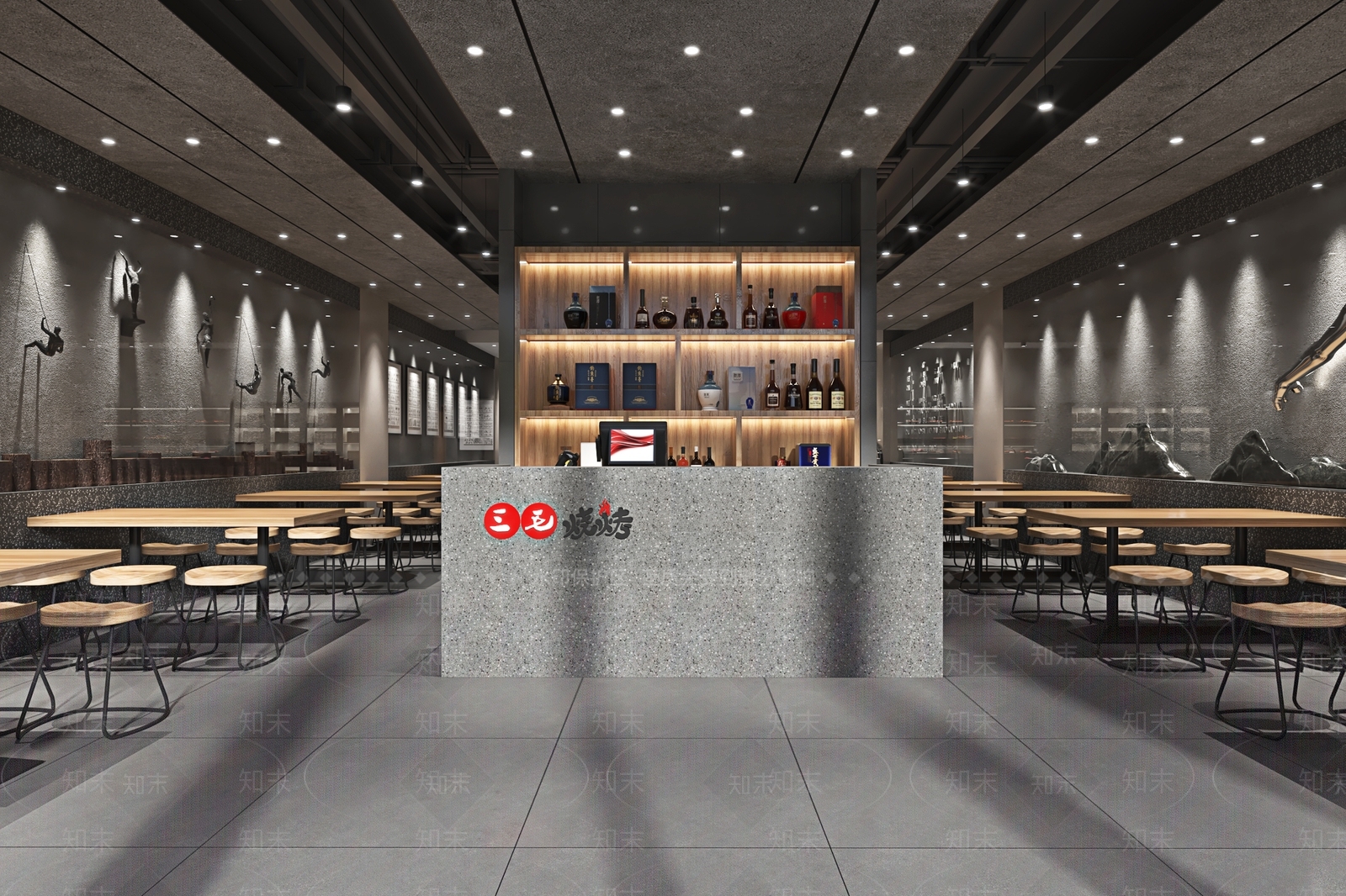 工业风烧烤店3D模型下载【ID:1129401473】
