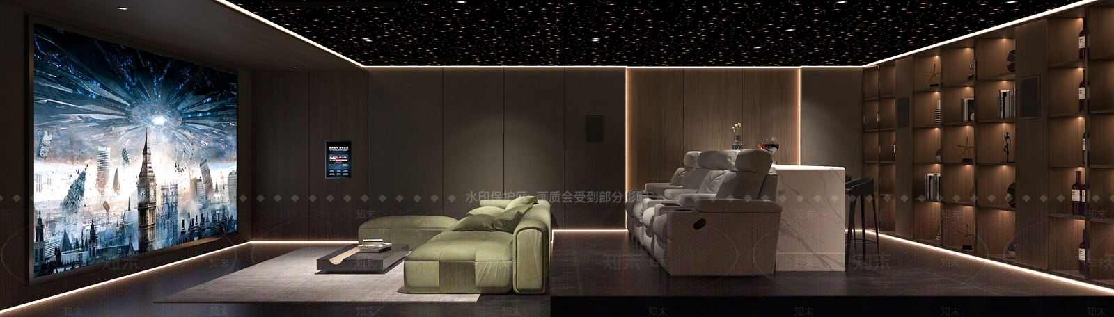 现代家庭影院3D模型下载【ID:1129402386】
