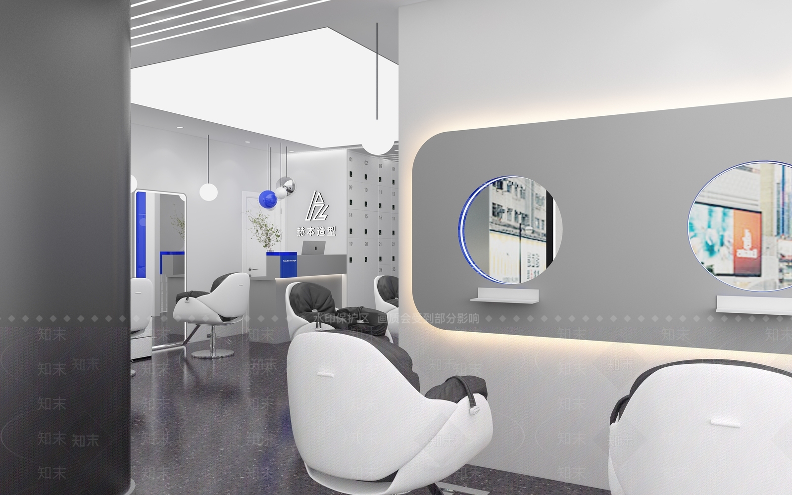 现代美发店3D模型下载【ID:1129796645】