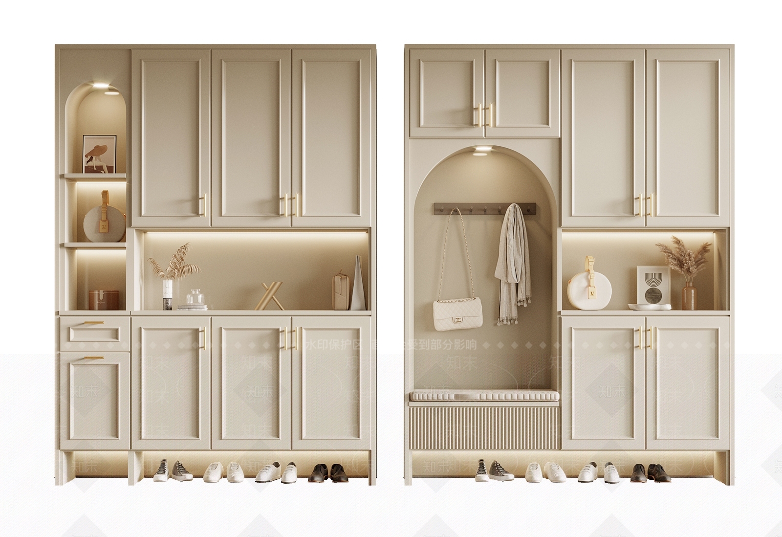 简欧鞋柜3D模型下载【ID:1129404470】