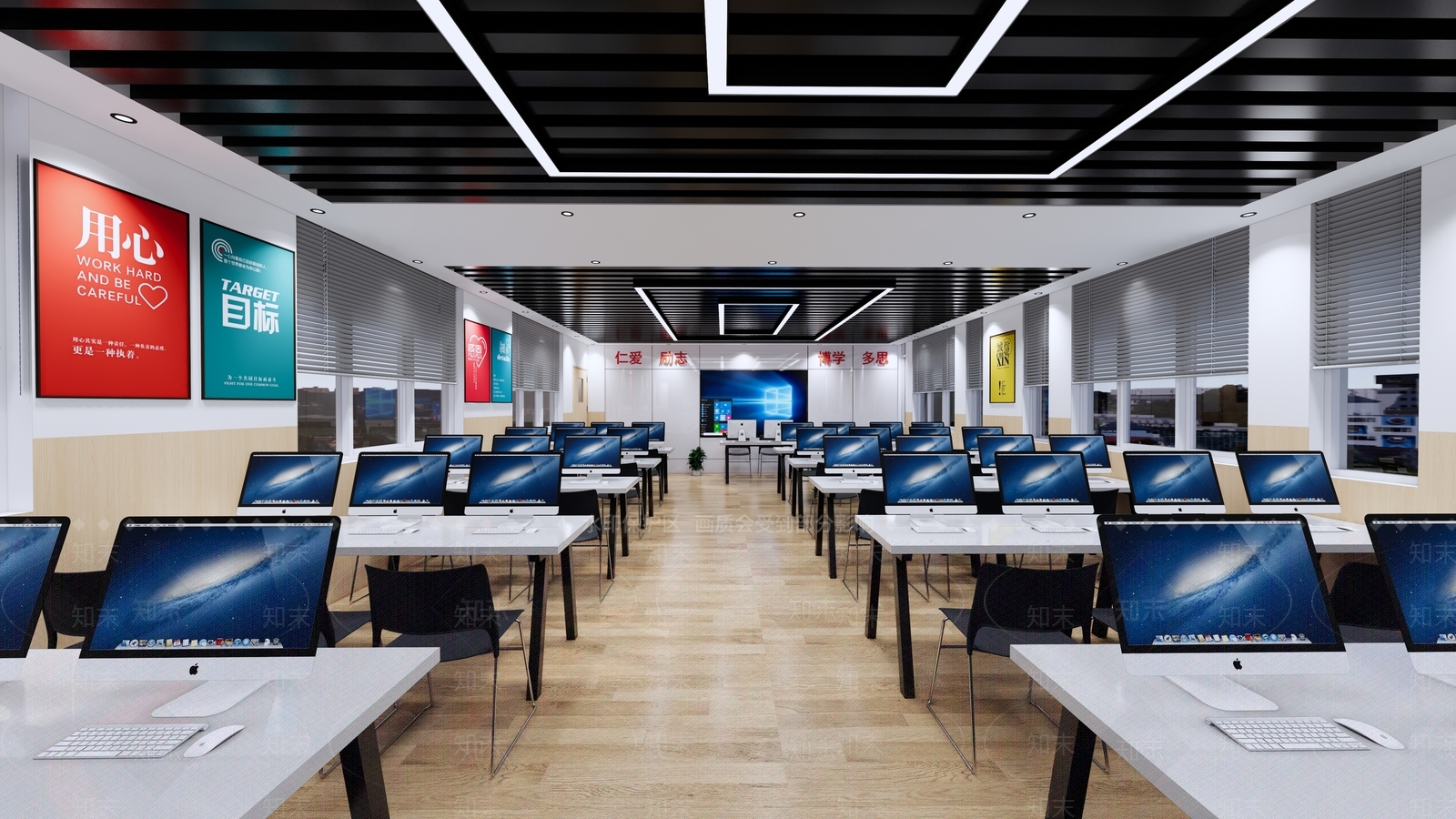 现代学校电脑教室SU模型下载【ID:1129405912】