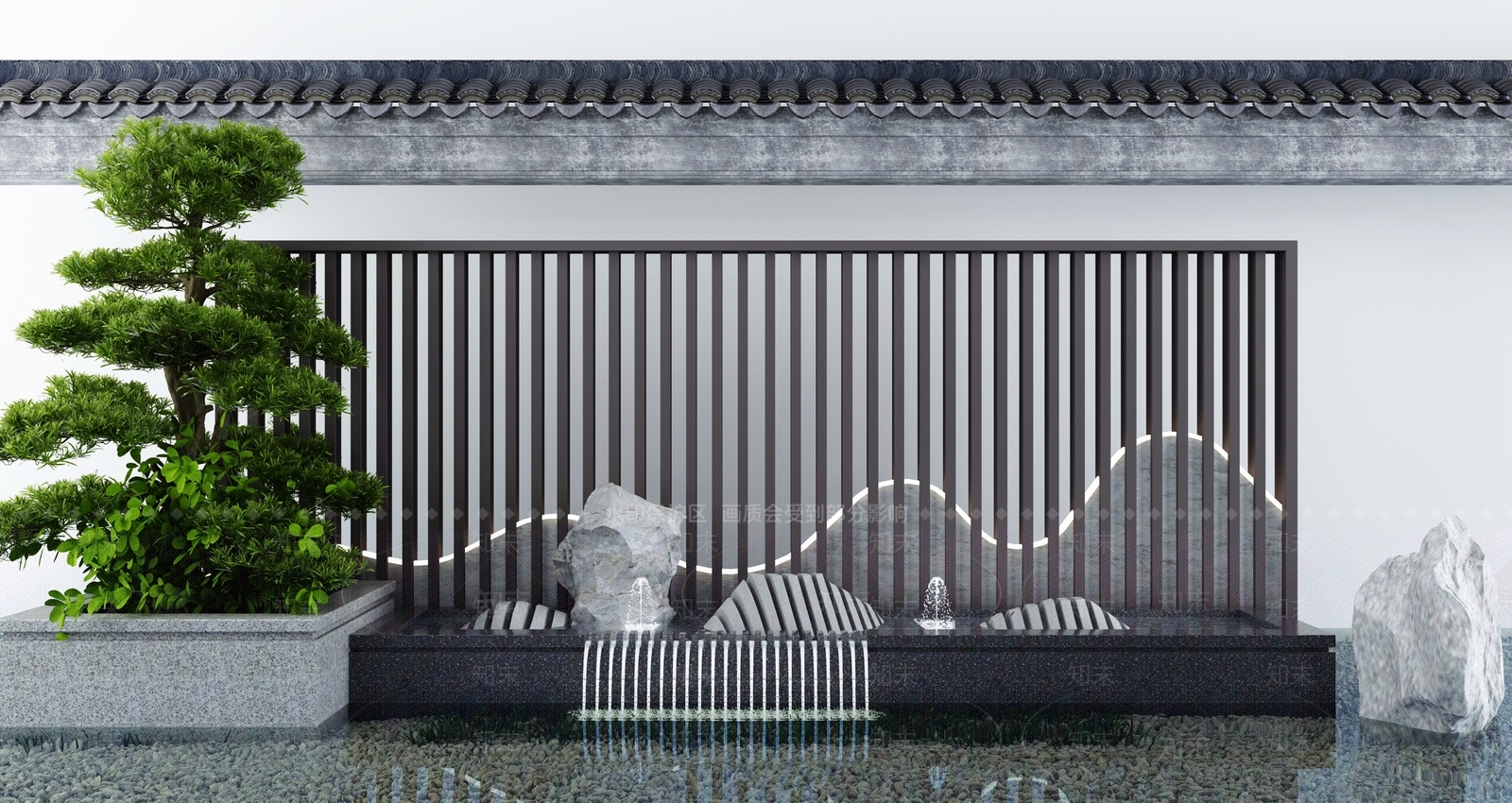 新中式假山水景3D模型下载【ID:1129409252】
