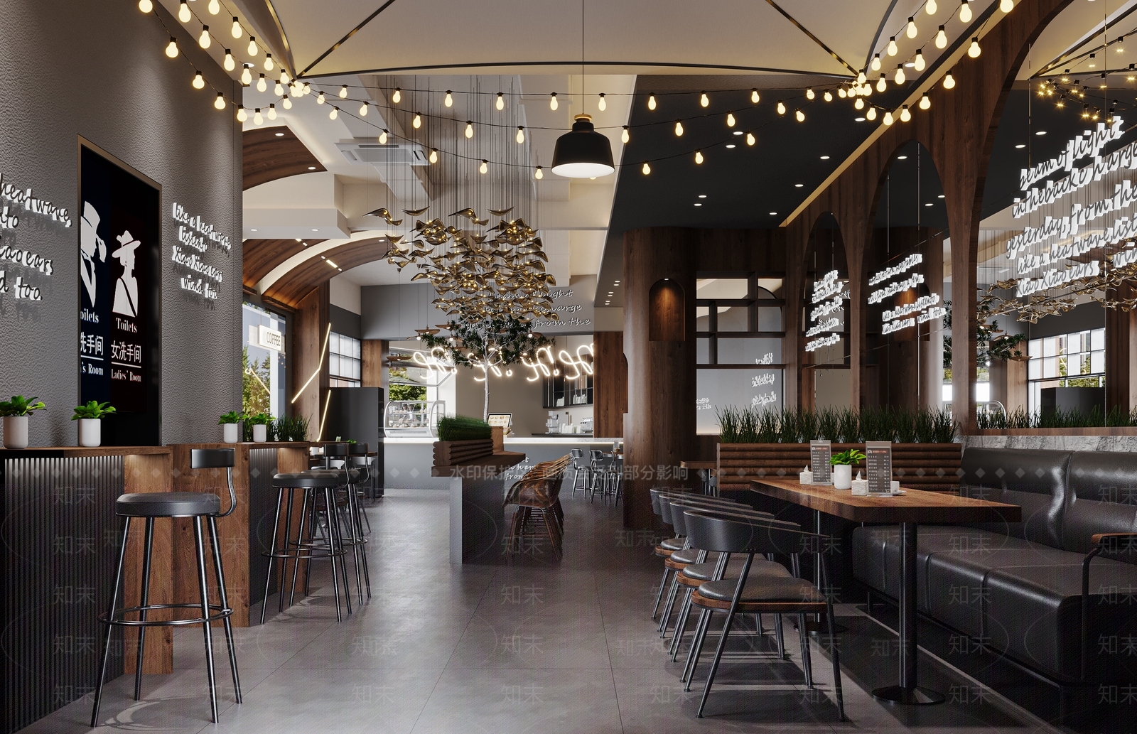 工业风咖啡店3D模型下载【ID:1129412058】