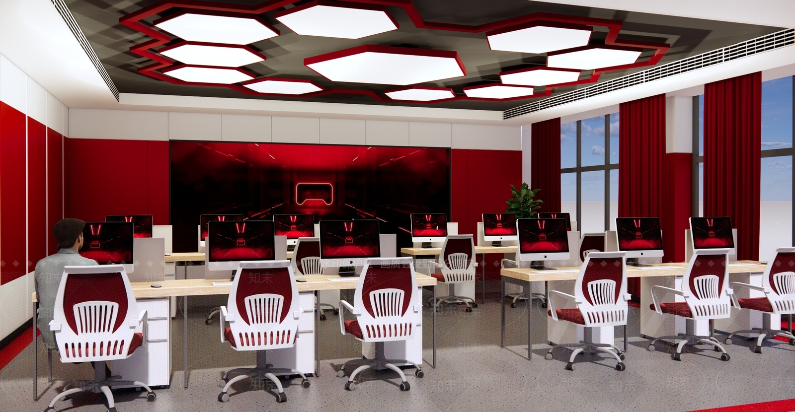 现代电脑学校教室SU模型下载【ID:1129411995】