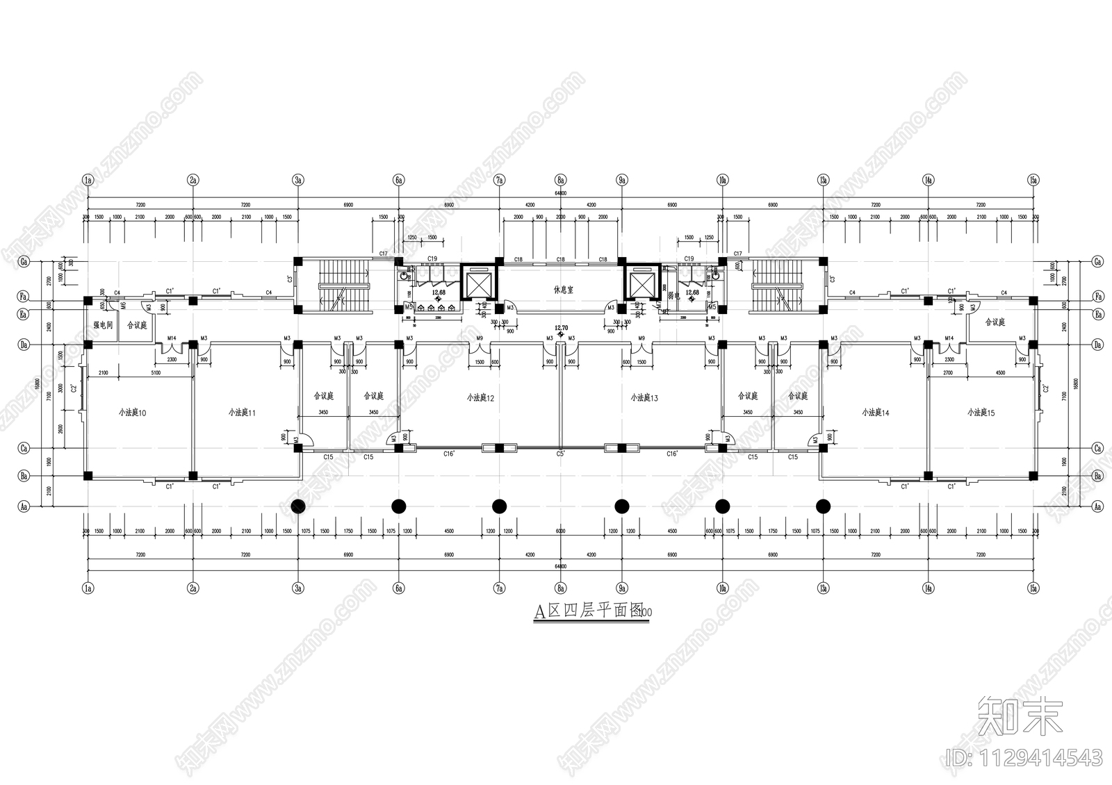 中级法院建筑结构cad施工图下载【ID:1129414543】