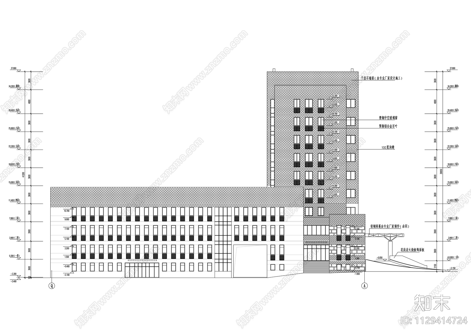 县公安局九层科技大楼cad施工图下载【ID:1129414724】