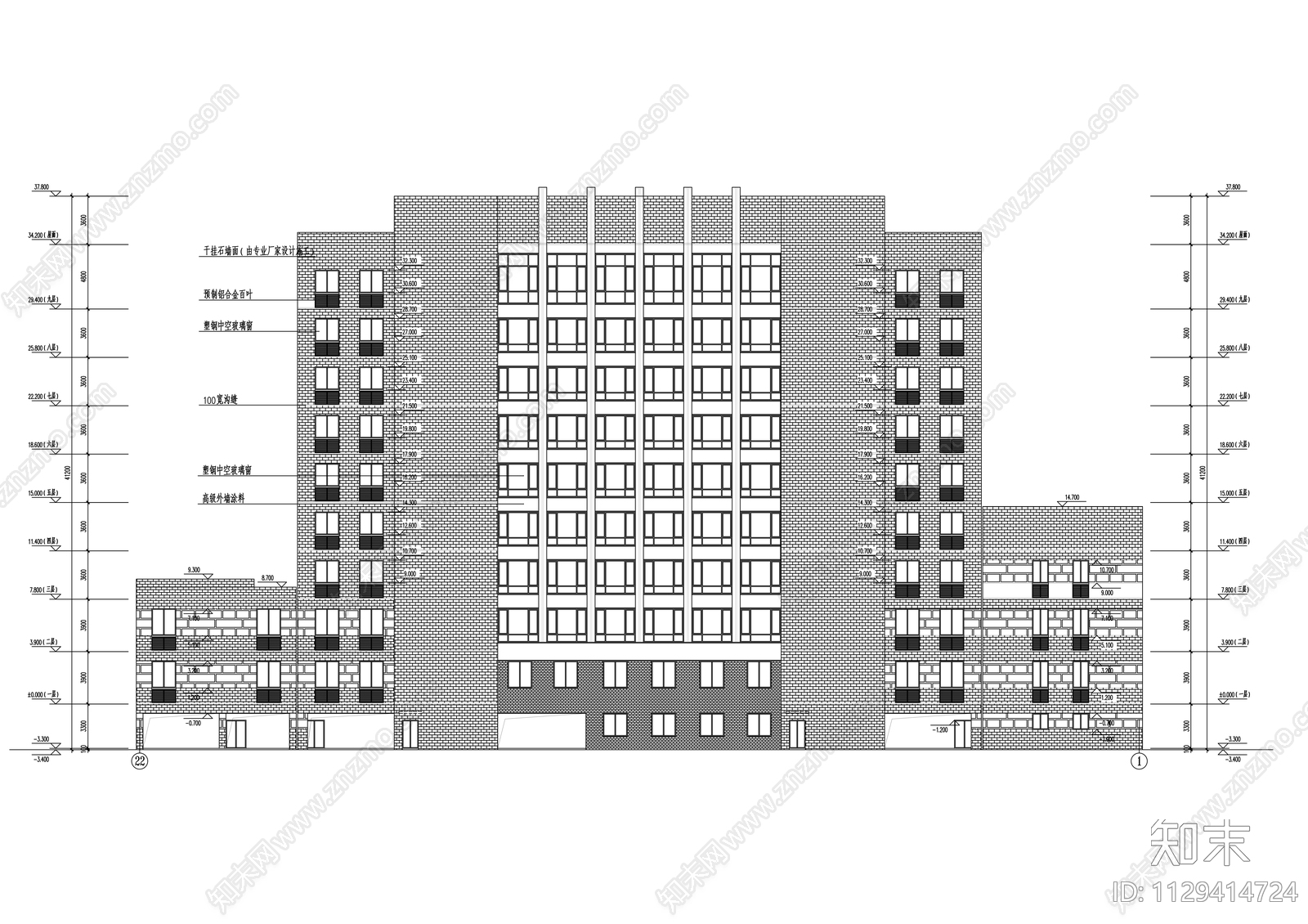 县公安局九层科技大楼cad施工图下载【ID:1129414724】