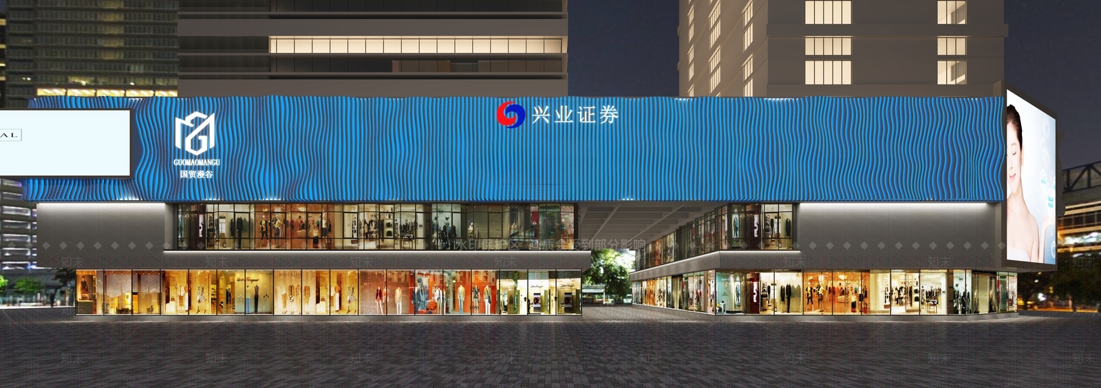 现代商场外观3D模型下载【ID:1129419088】