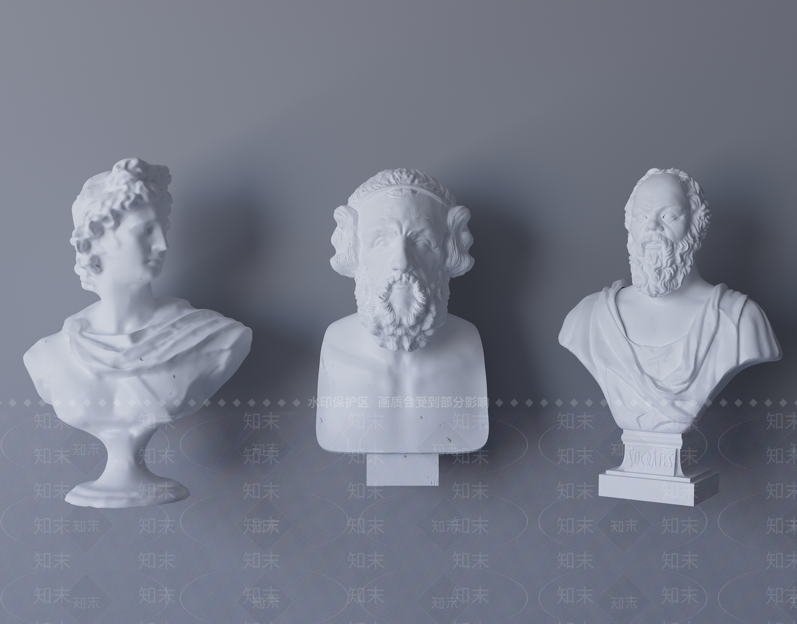 简欧石膏人像雕塑3D模型下载【ID:1129420761】