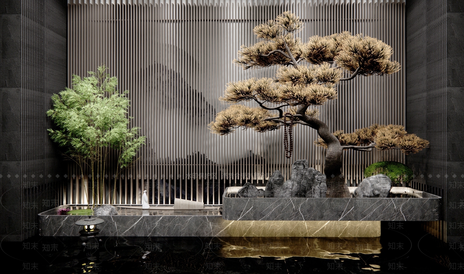 新中式假山水景3D模型下载【ID:1129423819】