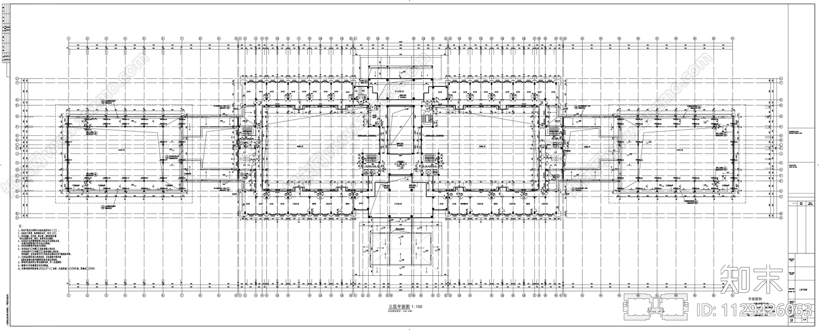 十一层办公楼建筑cad施工图下载【ID:1129426063】