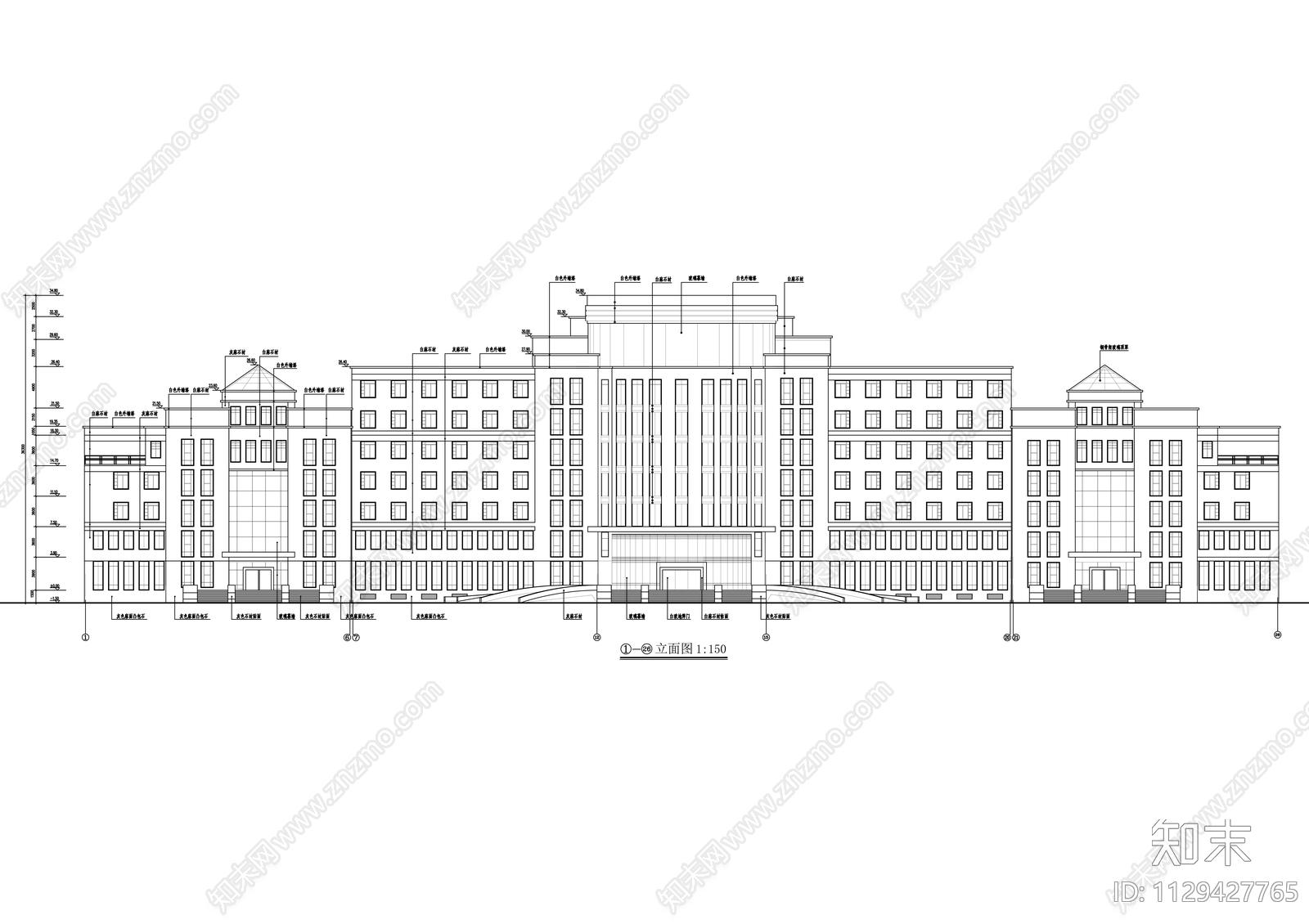县行政中心建筑cad施工图下载【ID:1129427765】