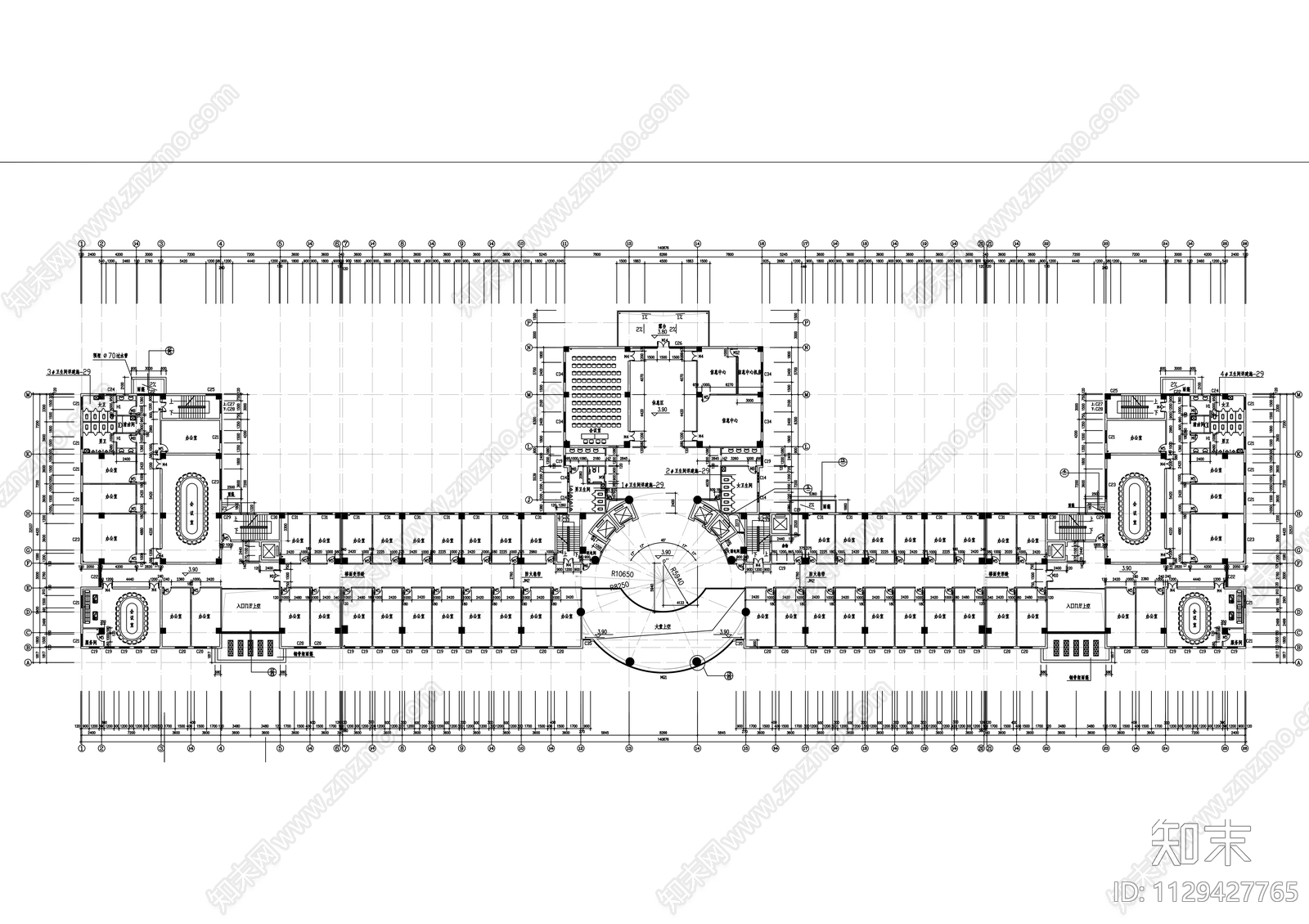 县行政中心建筑cad施工图下载【ID:1129427765】