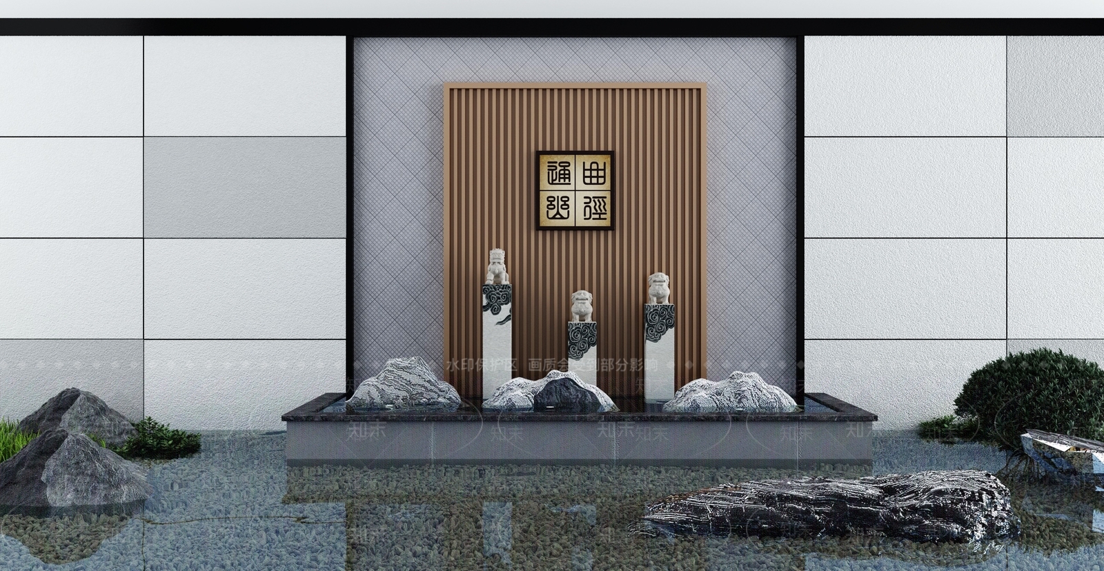 新中式假山水景3D模型下载【ID:1129428759】