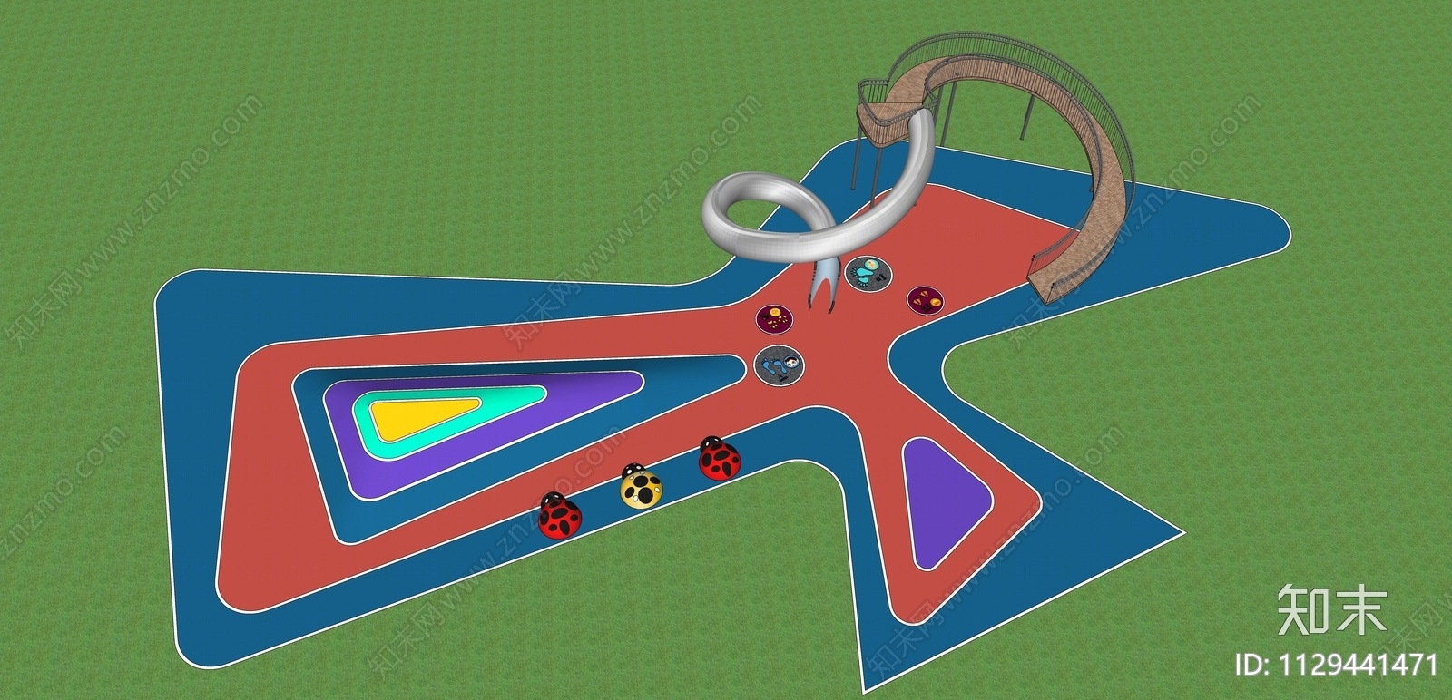 现代简约儿童室外活动场地SU模型下载【ID:1129441471】