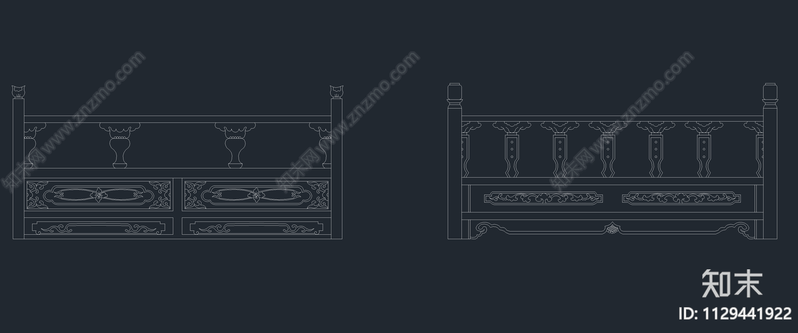 中式栏杆cad施工图下载【ID:1129441922】