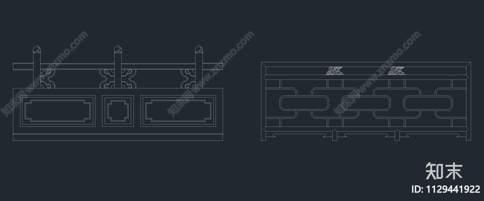 中式栏杆cad施工图下载【ID:1129441922】