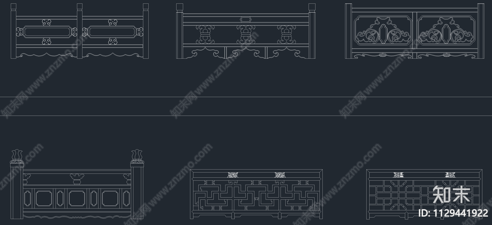 中式栏杆cad施工图下载【ID:1129441922】