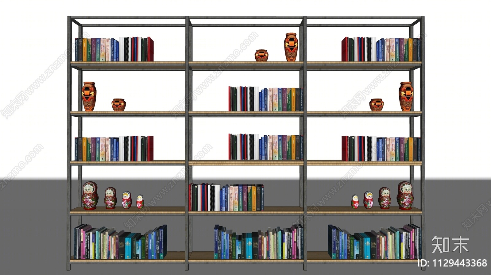 现代铁艺书架SU模型下载【ID:1129443368】