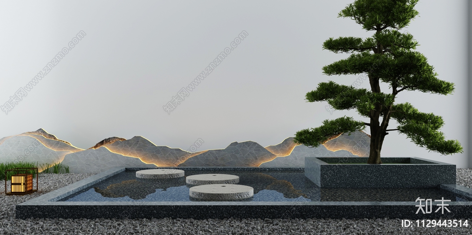 新中式假山水景3D模型下载【ID:1129443514】