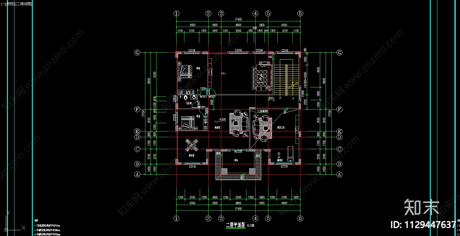 新中式别墅效果图cad施工图下载【ID:1129447637】