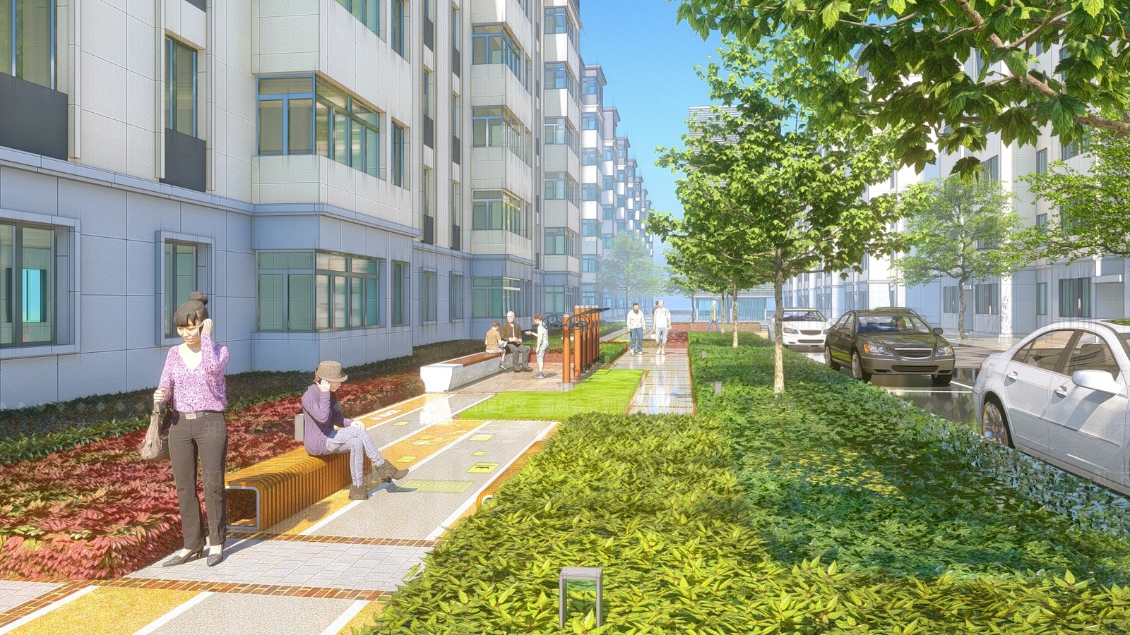 现代住宅小区景观SU模型下载【ID:1129549398】