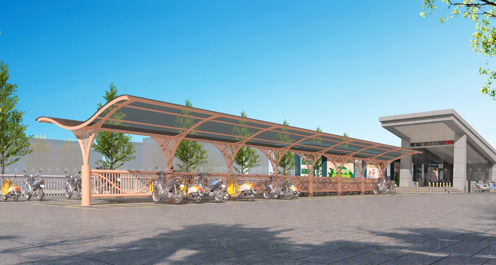 现代地铁站停车棚3D模型下载【ID:1129464729】