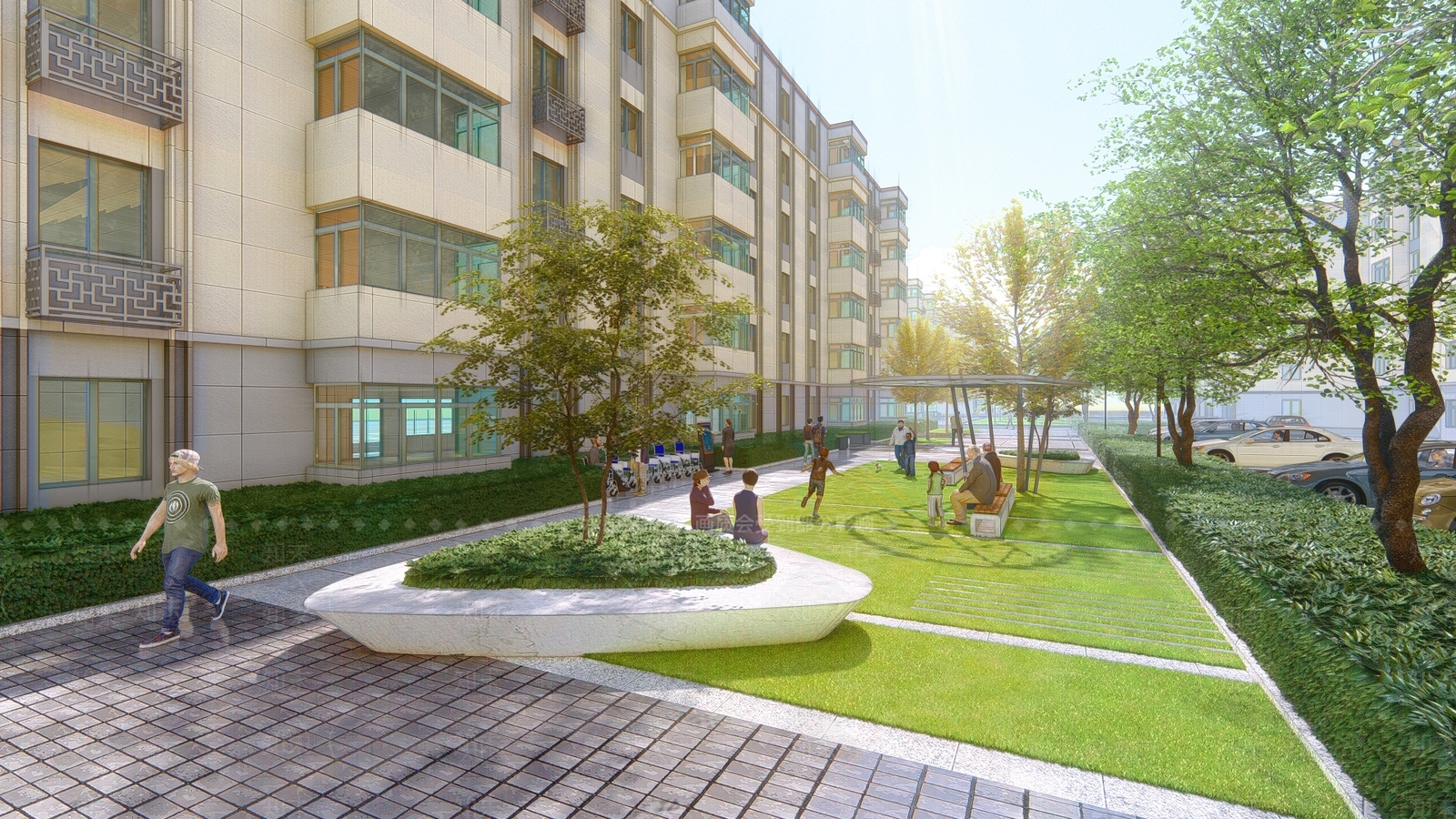 现代小区景观SU模型下载【ID:1129547107】