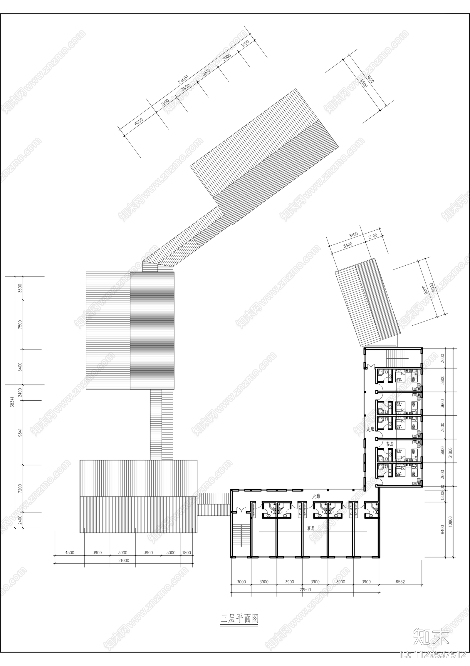 锦云祥客栈民宿建筑cad施工图下载【ID:1129537512】