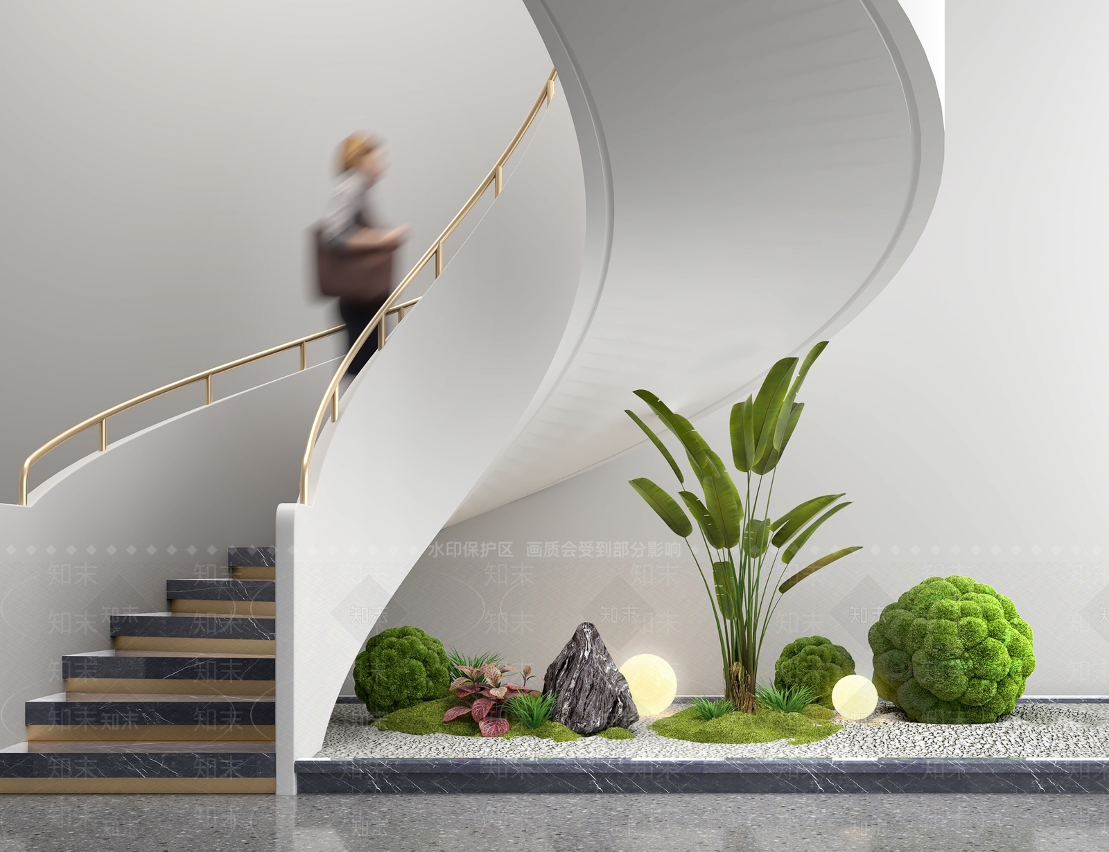 现代楼梯景观造景SU模型下载【ID:1129472525】