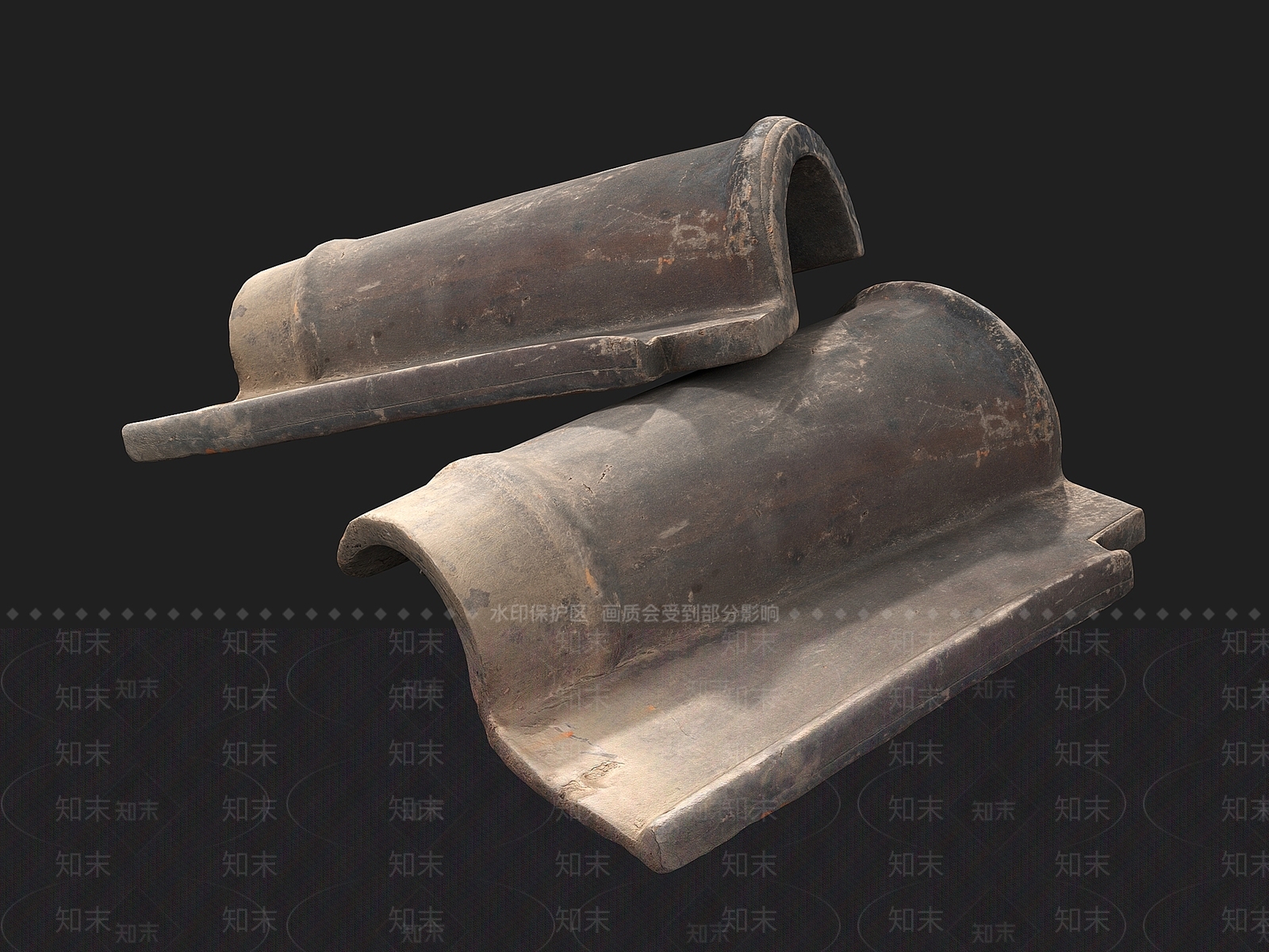 屋檐瓦片3D模型下载【ID:1129476625】