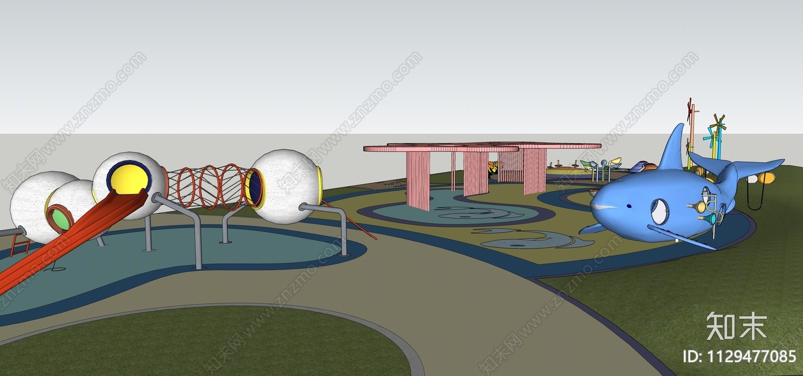 现代儿童游乐区SU模型下载【ID:1129477085】