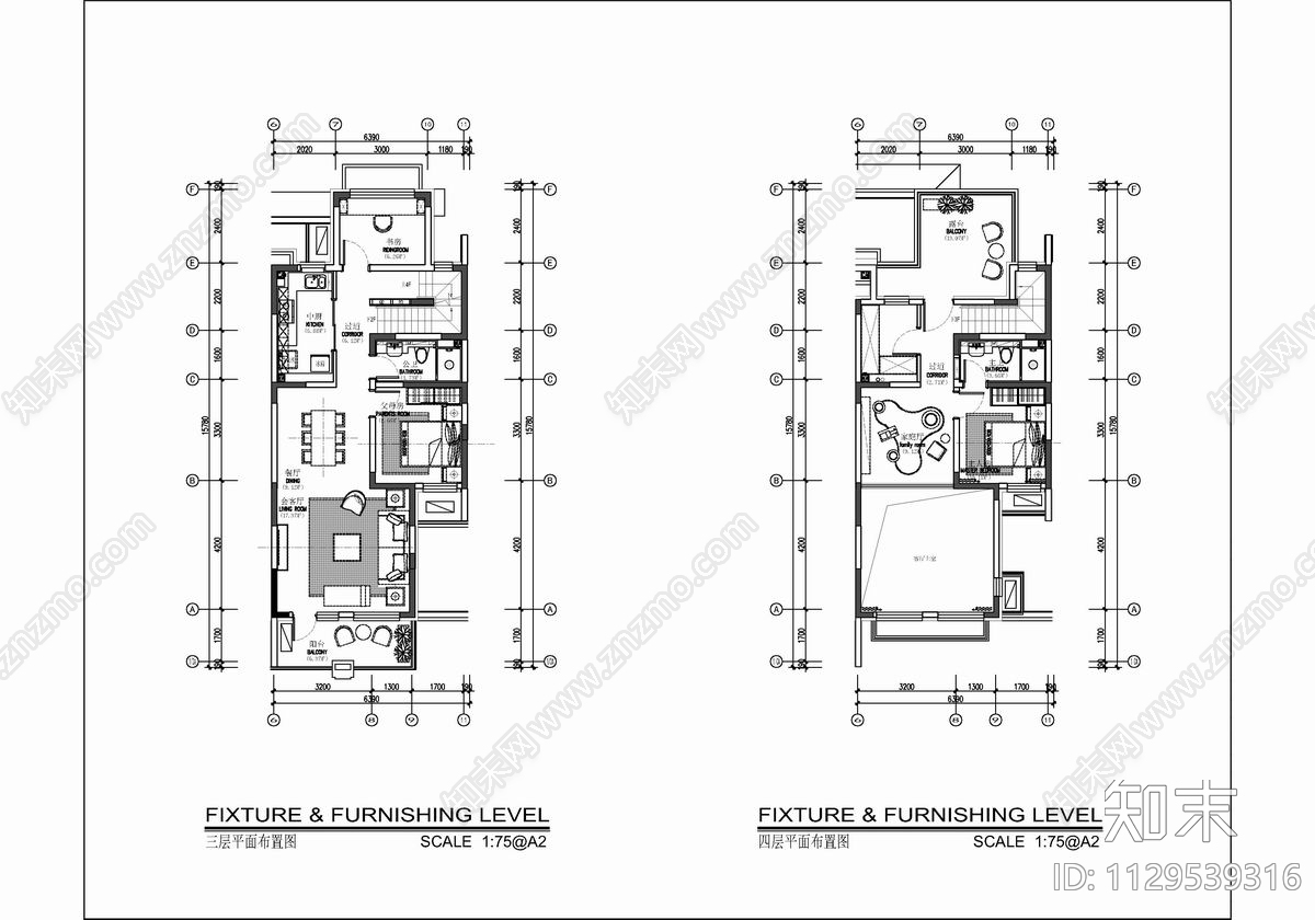 别墅精装样板房室内施工图下载【ID:1129539316】