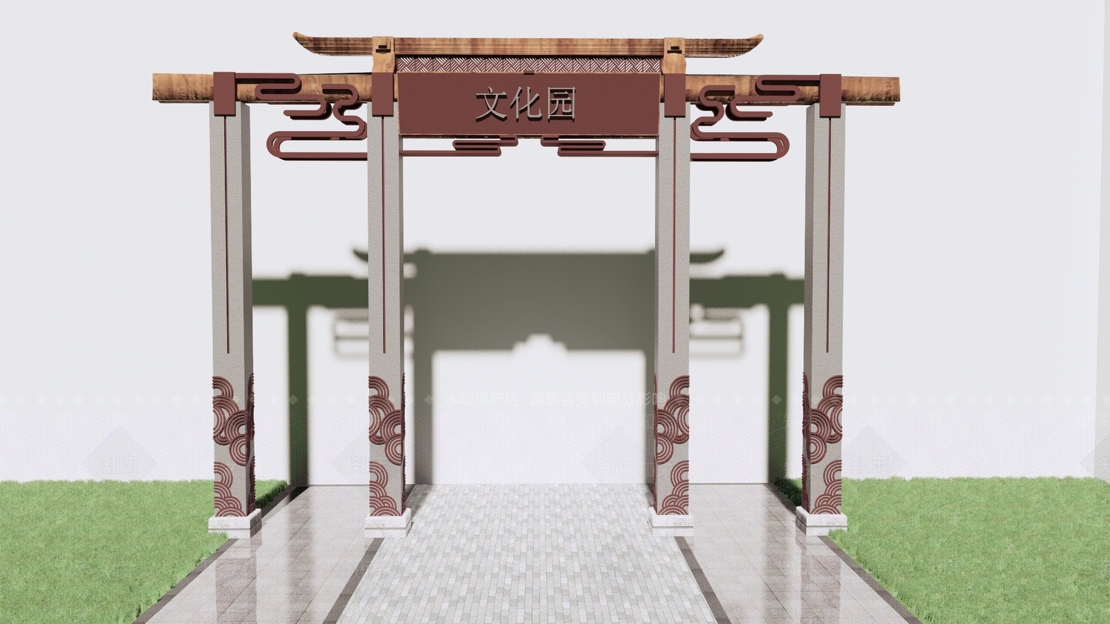 中式牌坊牌楼SU模型下载【ID:1129478168】