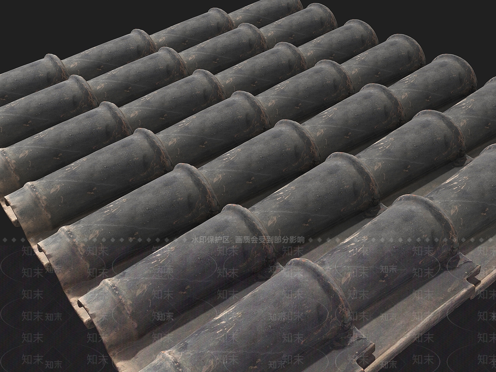 现代屋檐瓦片3D模型下载【ID:1129479528】