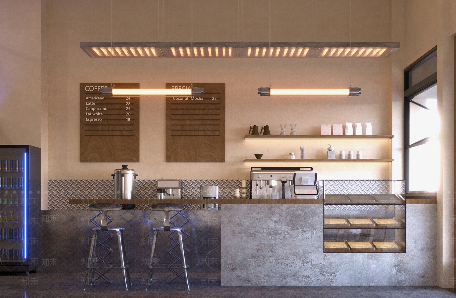 工业风奶茶店3D模型下载【ID:1129479750】