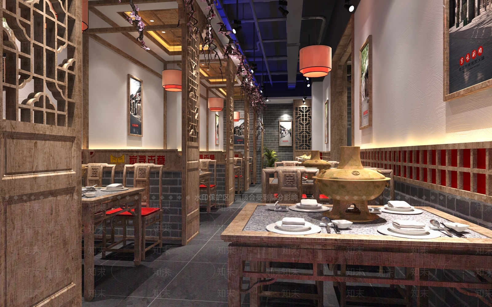 新中式火锅店3D模型下载【ID:1129484411】