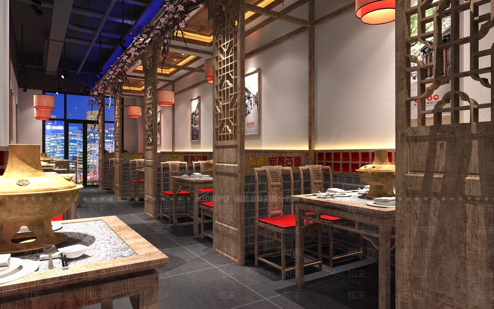 新中式火锅店3D模型下载【ID:1129484411】