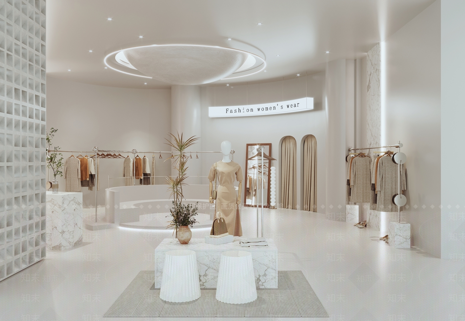 侘寂风女装服装店SU模型下载【ID:1129486333】