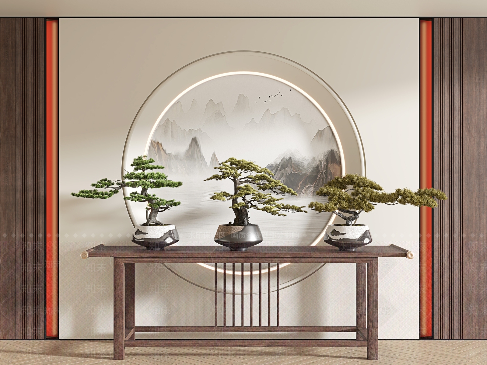 新中式绿植盆景3D模型下载【ID:1129489928】