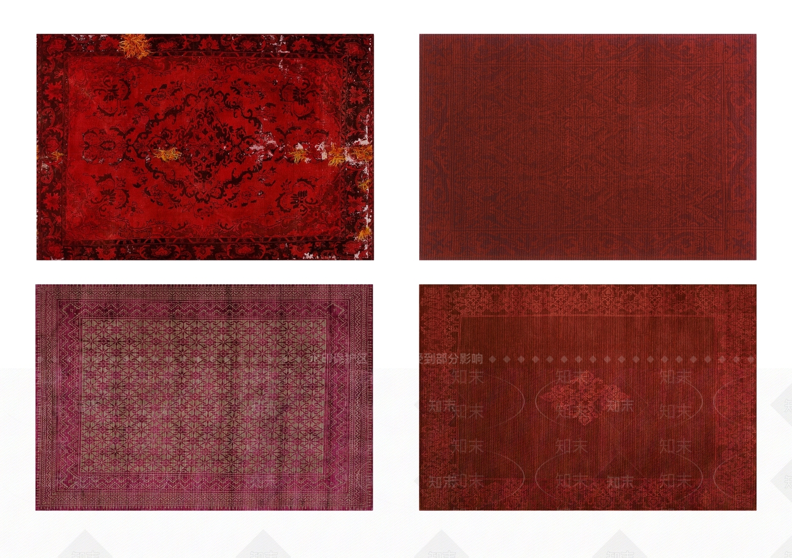 简欧暗红色花纹图案地毯组合3D模型下载【ID:1129490955】