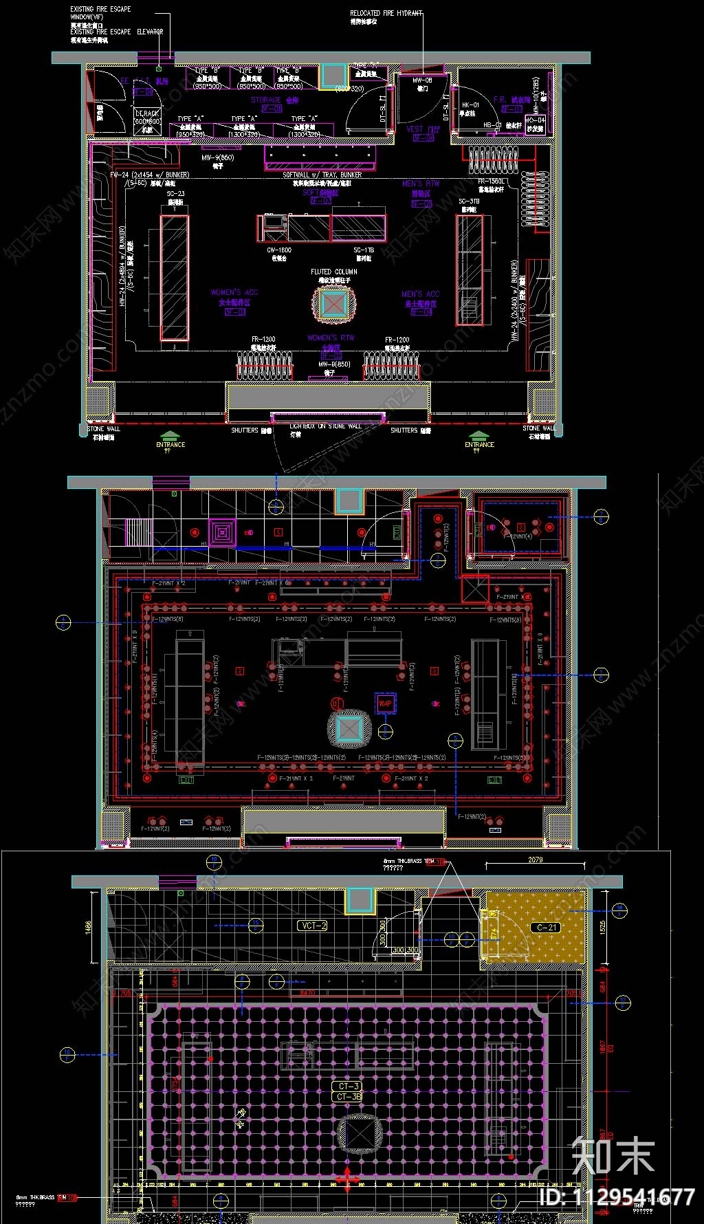 女鞋专卖店平面cad施工图下载【ID:1129541677】