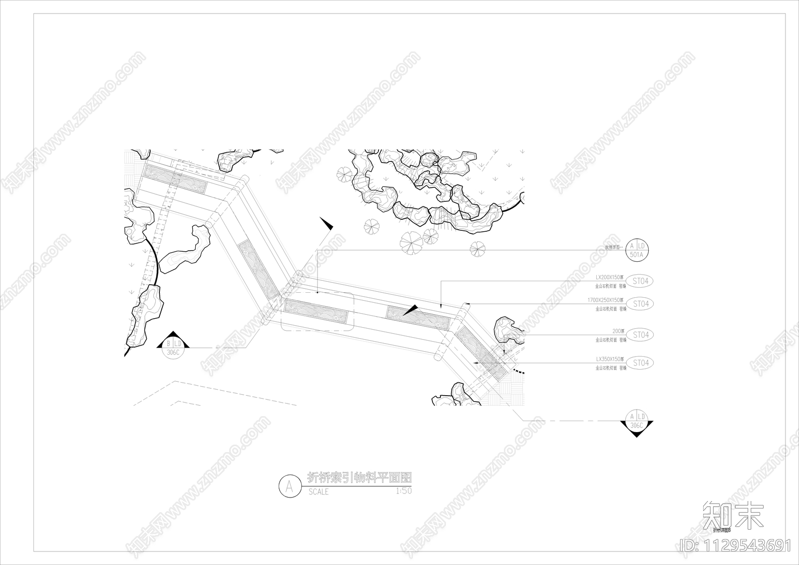 新中式折桥cad施工图下载【ID:1129543691】