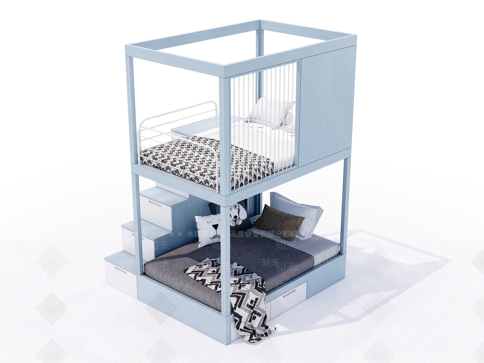 现代儿童双层床SU模型下载【ID:1129499984】