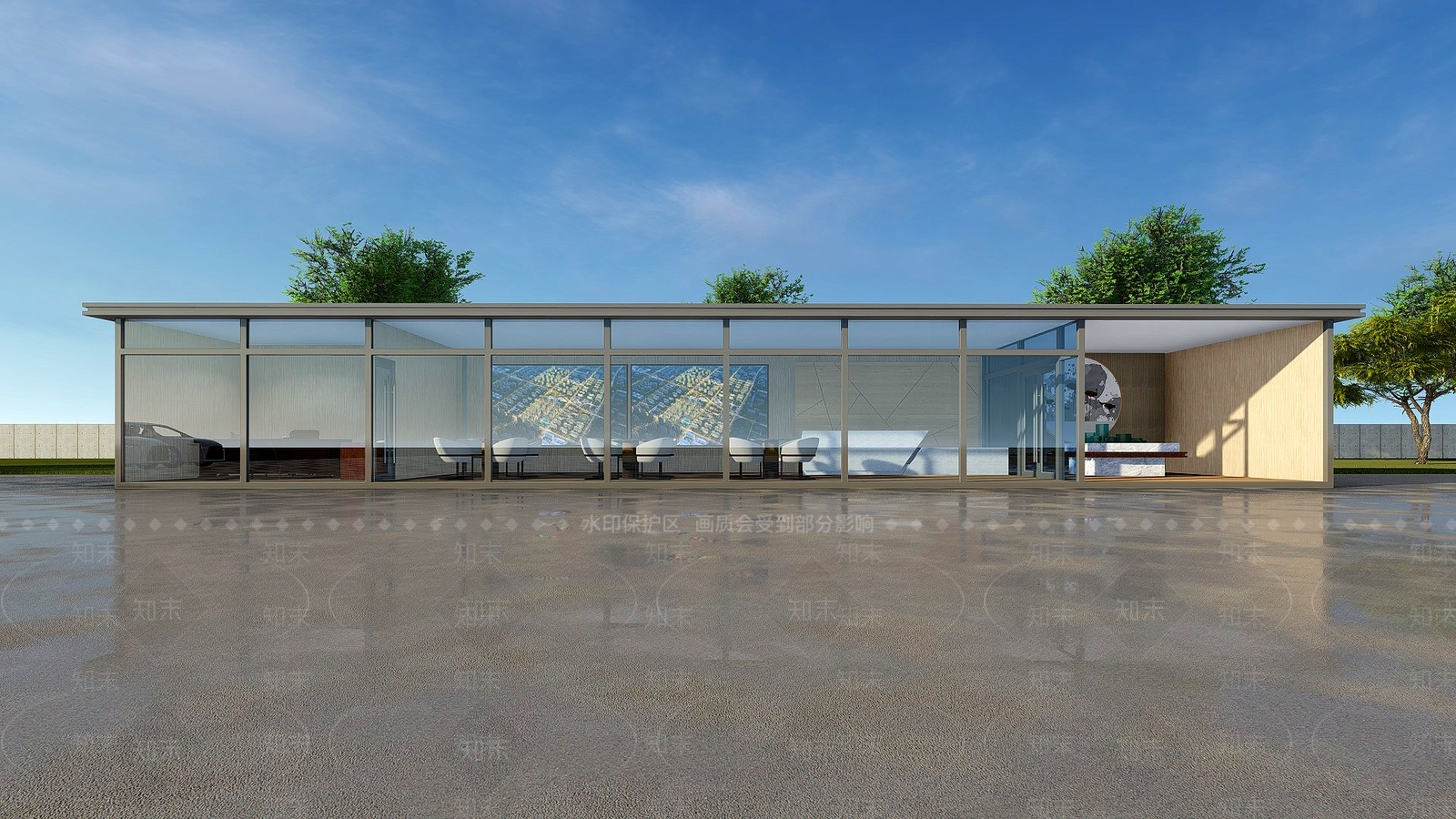 新中式售楼处建筑SU模型下载【ID:1129502100】