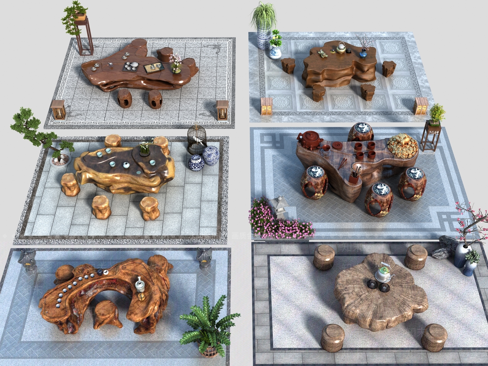中式根雕茶几SU模型下载【ID:1129503769】