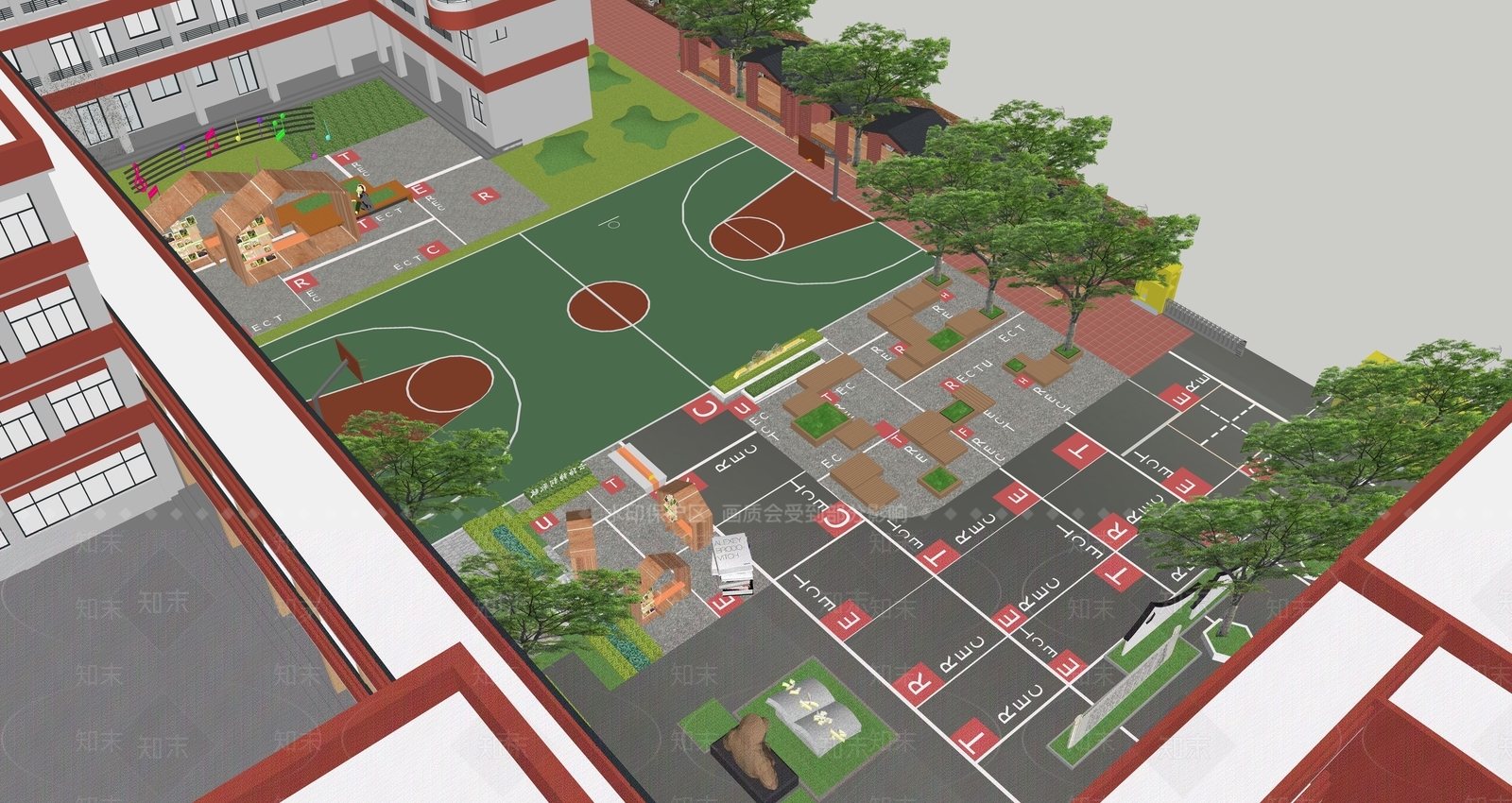 现代校园景观SU模型下载【ID:1129507470】